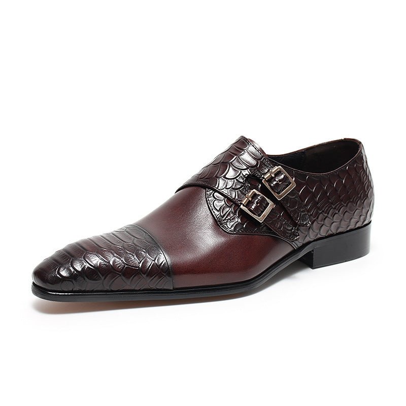 Men's Scale Embossed Monk Shoes: Fashion Gala Wedding Dress Shoesyes