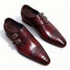 Men's Scale Embossed Monk Shoes: Fashion Gala Wedding Dress Shoesyes