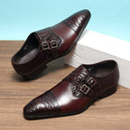 Men's Scale Embossed Monk Shoes: Fashion Gala Wedding Dress Shoesyes