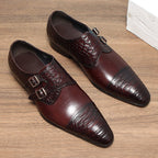 Men's Scale Embossed Monk Shoes: Fashion Gala Wedding Dress Shoesyes