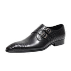Men's Scale Embossed Monk Shoes: Fashion Gala Wedding Dress Shoesyes