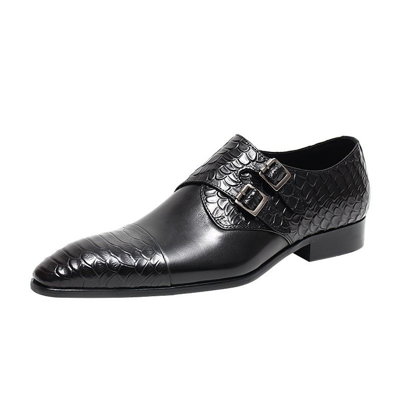 Men's Scale Embossed Monk Shoes: Fashion Gala Wedding Dress Shoesyes