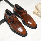 Men's Script Etched Monk Shoes: Fashion Gala Wedding Dress Shoesyes