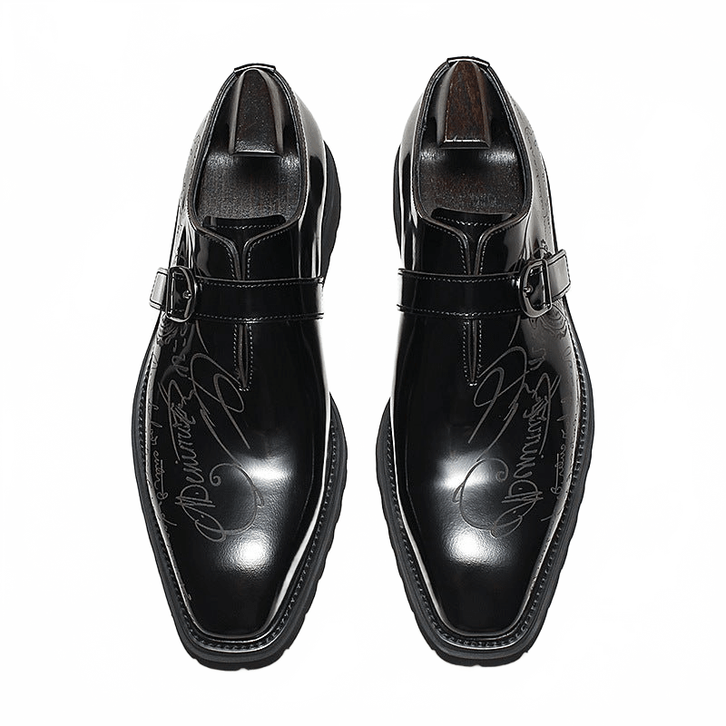 Men's Script Etched Monk Shoes: Fashion Gala Wedding Dress Shoesyes