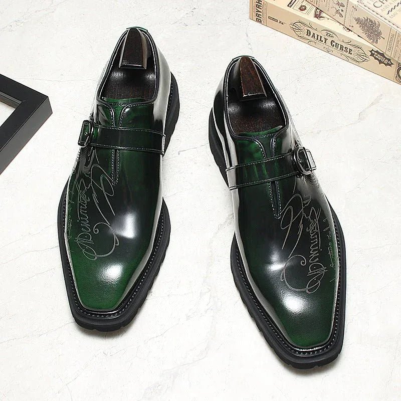 Men's Script Etched Monk Shoes: Fashion Gala Wedding Dress Shoesyes