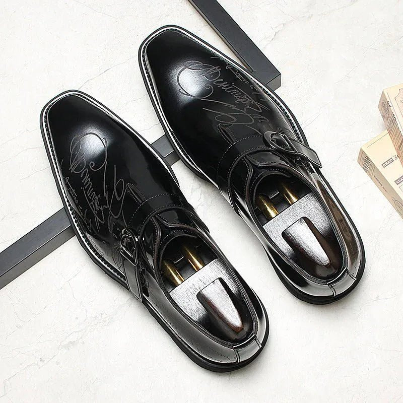Men's Script Etched Monk Shoes: Fashion Gala Wedding Dress Shoesyes