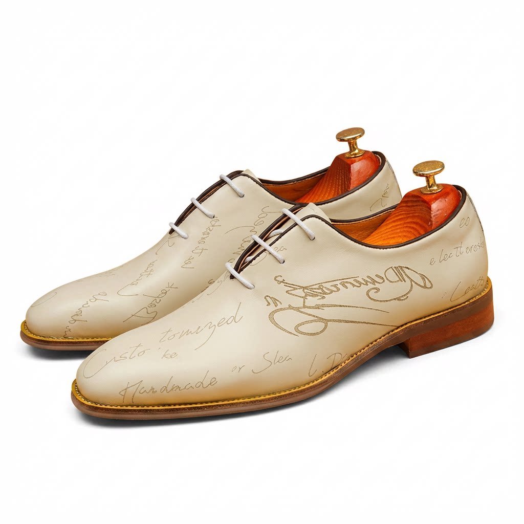 Men's Script Leather Oxford Dress Shoes | Luxury Wedding Footwearyes