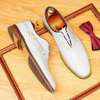 Men's Script Leather Oxford Dress Shoes | Luxury Wedding Footwearyes