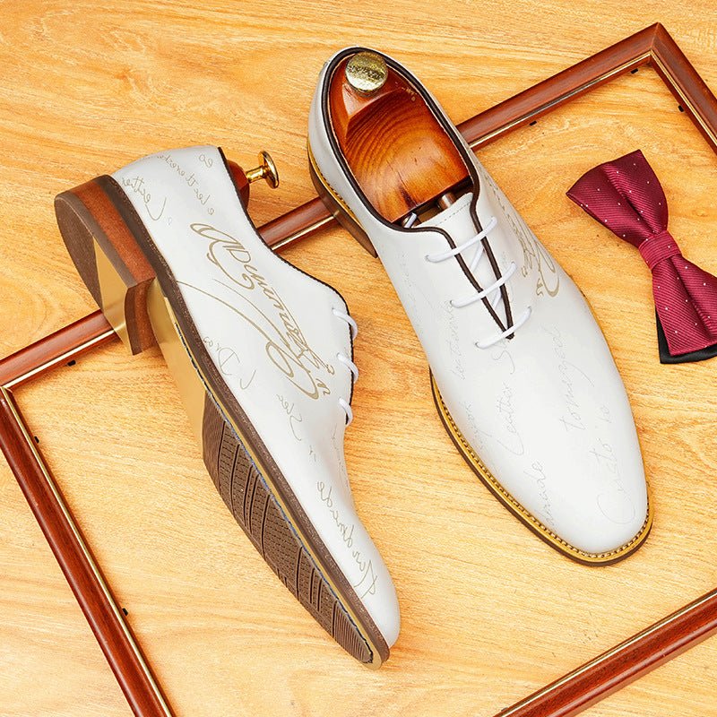 Men's Script Leather Oxford Dress Shoes | Luxury Wedding Footwearyes