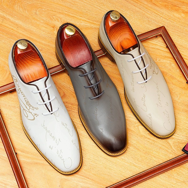 Men's Script Leather Oxford Dress Shoes | Luxury Wedding Footwearyes
