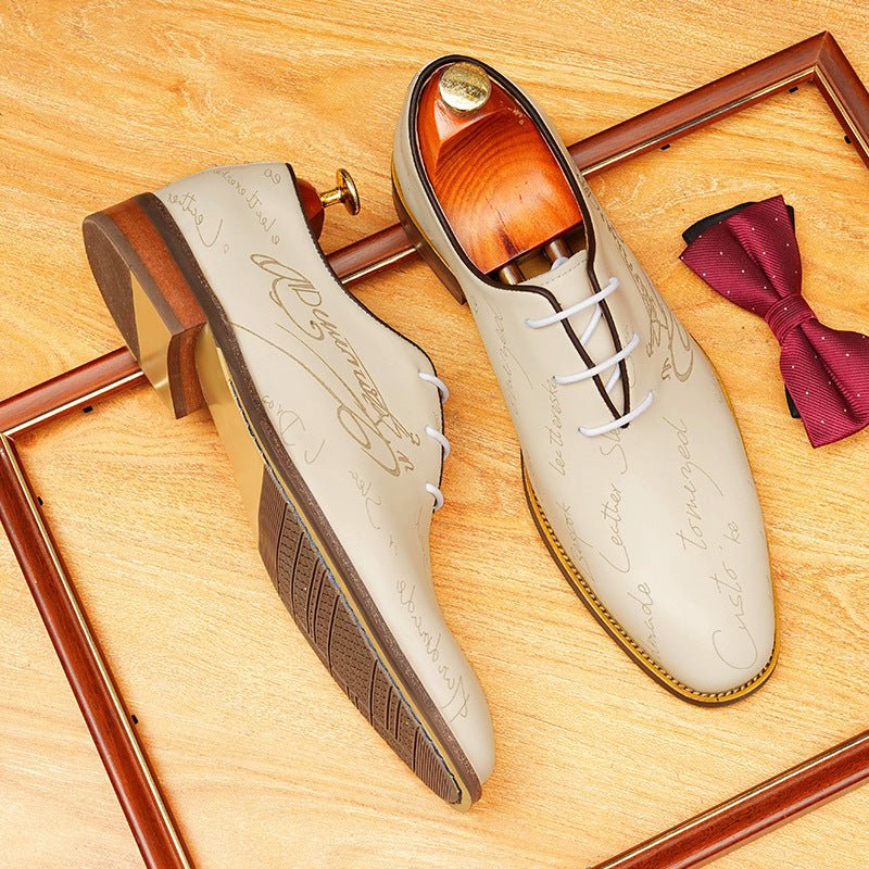Men's Script Leather Oxford Dress Shoes | Luxury Wedding Footwearyes