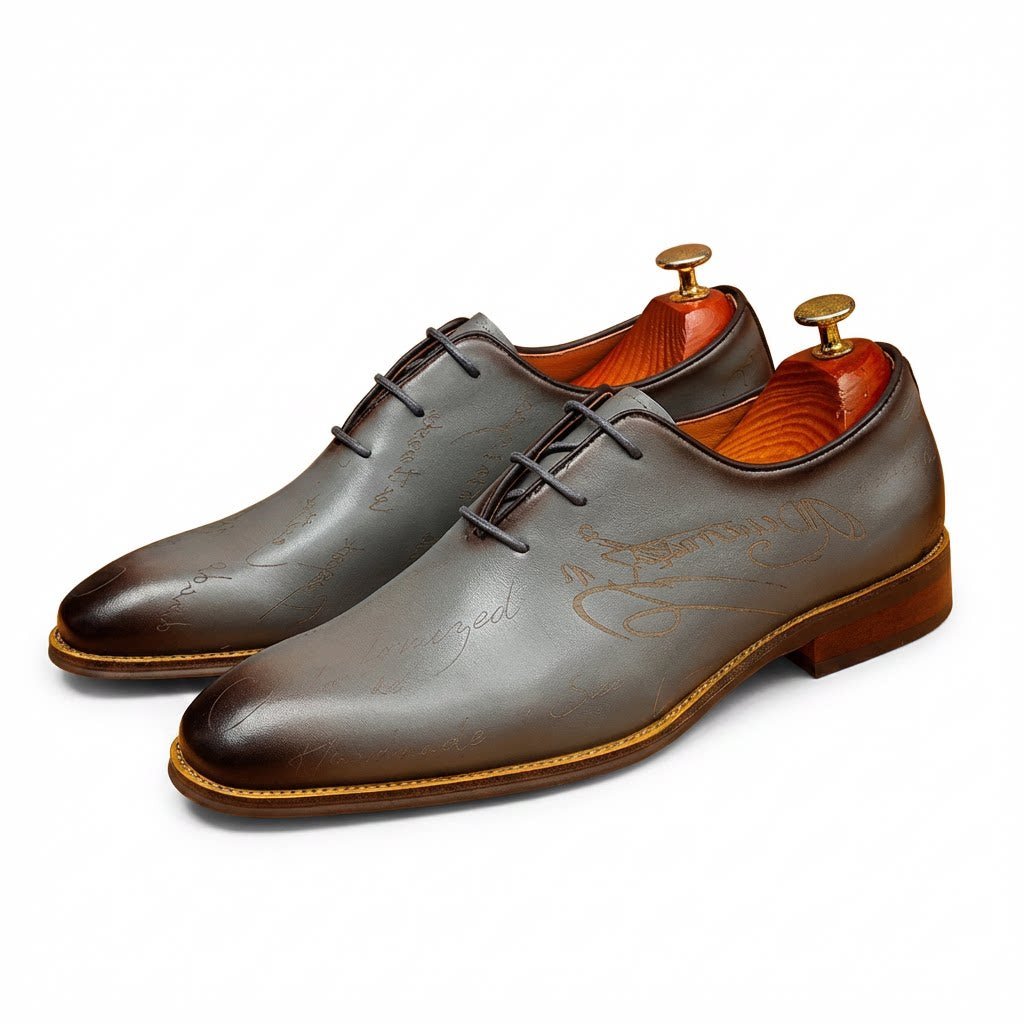Men's Script Leather Oxford Dress Shoes | Luxury Wedding Footwearyes
