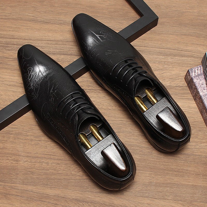 Men's Script Print Derby Shoes: Stylish Wedding Formal Dress Shoesyes