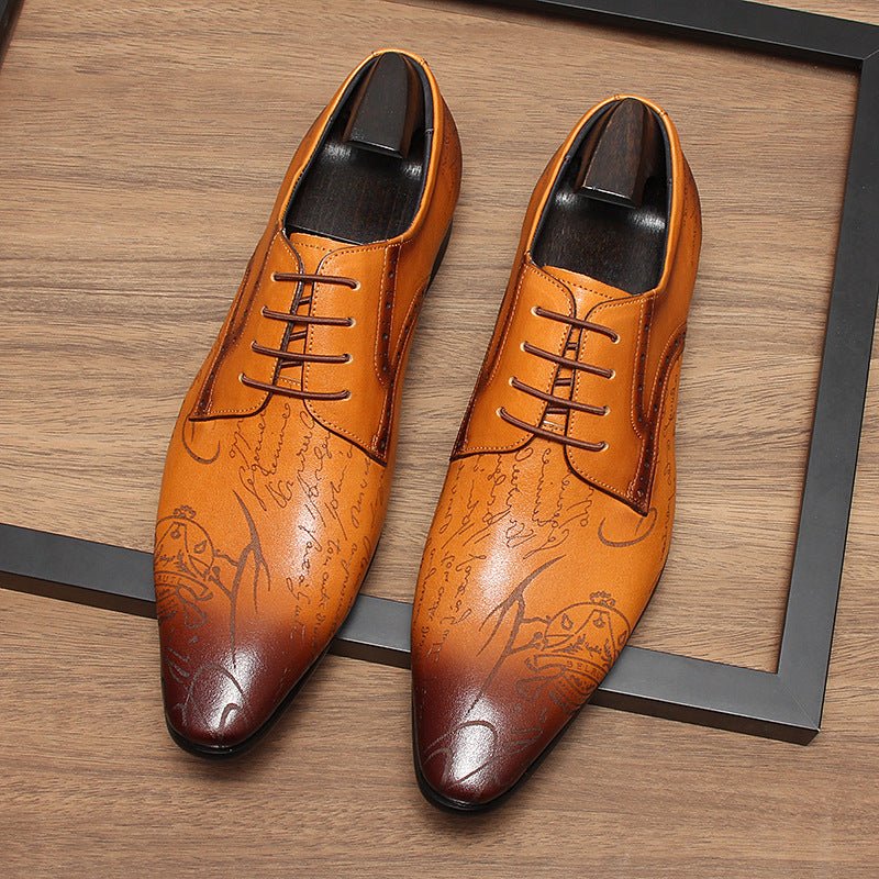 Men's Script Print Derby Shoes: Stylish Wedding Formal Dress Shoesyes