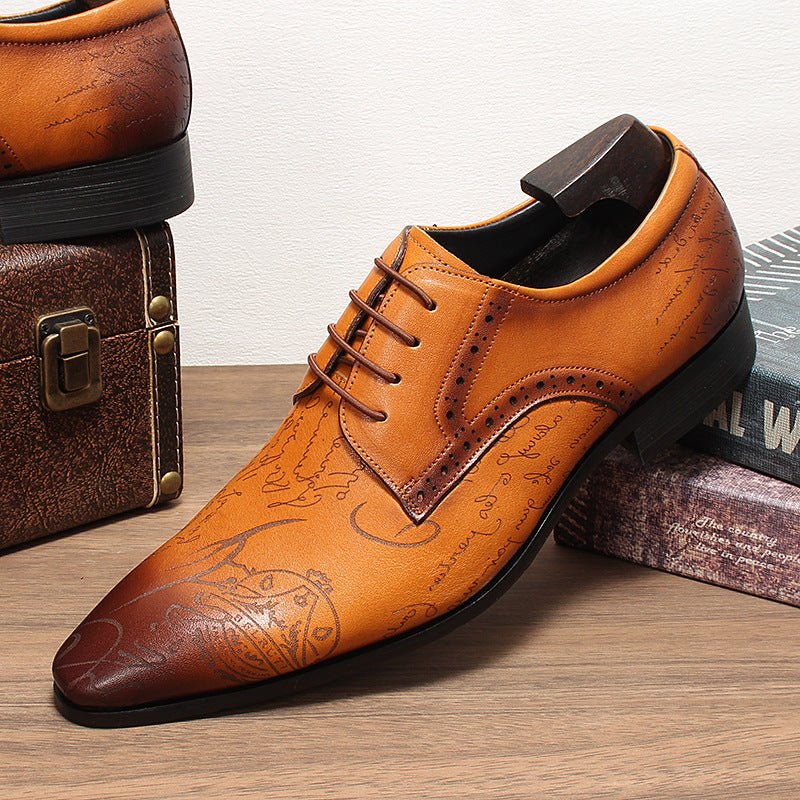 Men's Script Print Derby Shoes: Stylish Wedding Formal Dress Shoesyes