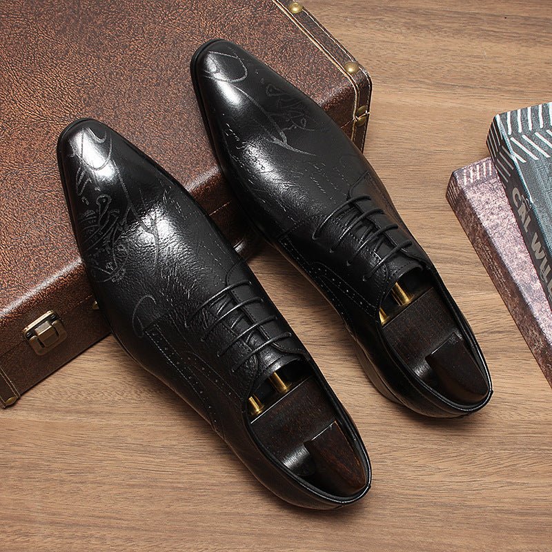 Men's Script Print Derby Shoes: Stylish Wedding Formal Dress Shoesyes