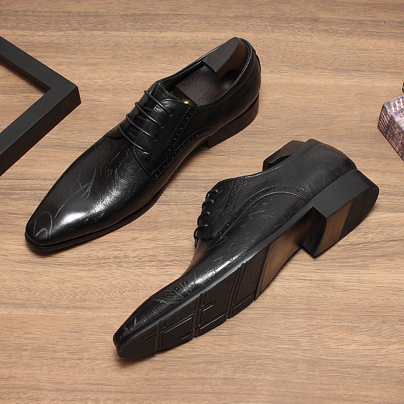 Men's Script Print Derby Shoes: Stylish Wedding Formal Dress Shoesyes