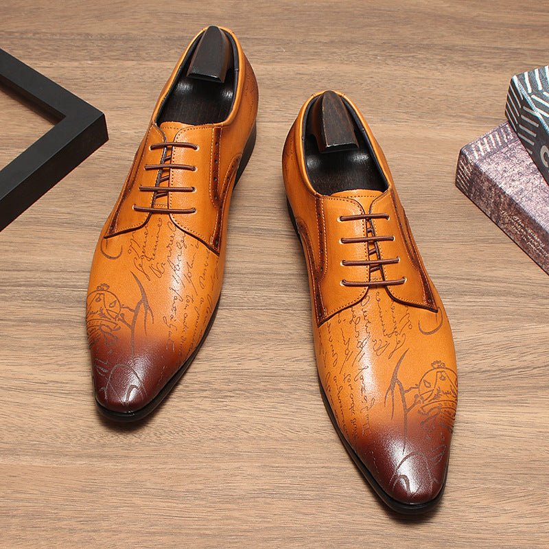 Men's Script Print Derby Shoes: Stylish Wedding Formal Dress Shoesyes