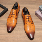 Men's Script Print Derby Shoes: Stylish Wedding Formal Dress Shoesyes