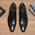 Men's Script Print Derby Shoes: Stylish Wedding Formal Dress Shoesyes