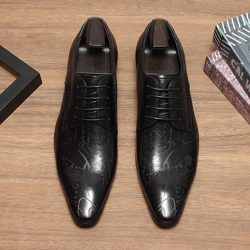 Men's Script Print Derby Shoes: Stylish Wedding Formal Dress Shoesyes