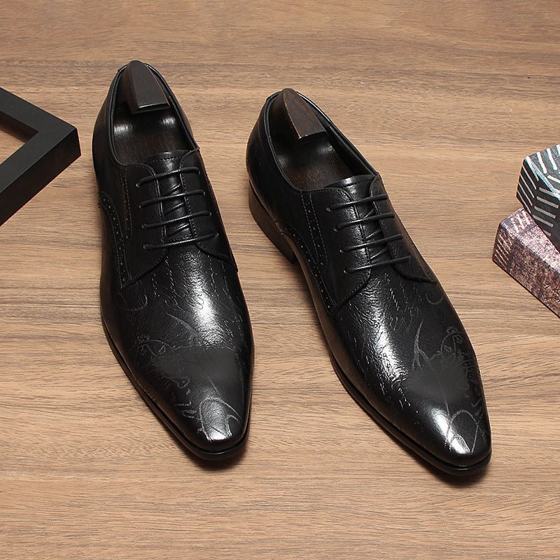 Men's Script Print Derby Shoes: Stylish Wedding Formal Dress Shoesyes