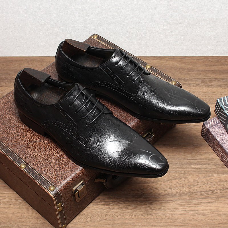 Men's Script Print Derby Shoes: Stylish Wedding Formal Dress Shoesyes