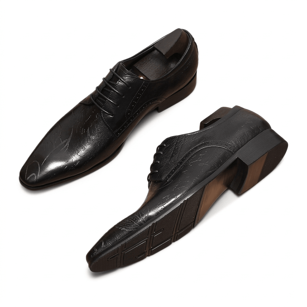Men's Script Print Derby Shoes: Stylish Wedding Formal Dress Shoesyes