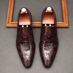 Men's Skull Embossed Dress Shoes: Stylish Pointed Toe Wedding Loafersyes