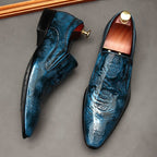Men's Skull Embossed Dress Shoes: Stylish Pointed Toe Wedding Loafersyes