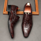 Men's Skull Embossed Dress Shoes: Stylish Pointed Toe Wedding Loafersyes