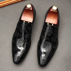 Men's Skull Embossed Dress Shoes: Stylish Pointed Toe Wedding Loafersyes