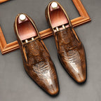 Men's Skull Embossed Dress Shoes: Stylish Pointed Toe Wedding Loafersyes