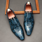 Men's Skull Embossed Dress Shoes: Stylish Pointed Toe Wedding Loafersyes