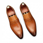 Men's Sleek Penny Loafers: Stylish Pointed Toe Wedding Dress Shoesyes