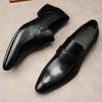 Men's Sleek Penny Loafers: Stylish Pointed Toe Wedding Dress Shoesyes