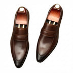 Men's Sleek Penny Loafers: Stylish Pointed Toe Wedding Dress Shoesyes