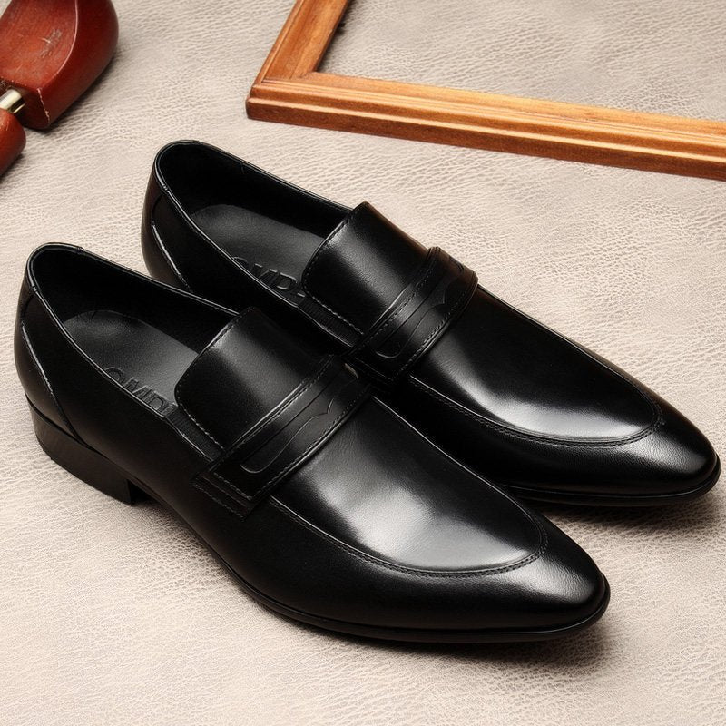 Men's Sleek Penny Loafers: Stylish Pointed Toe Wedding Dress Shoesyes