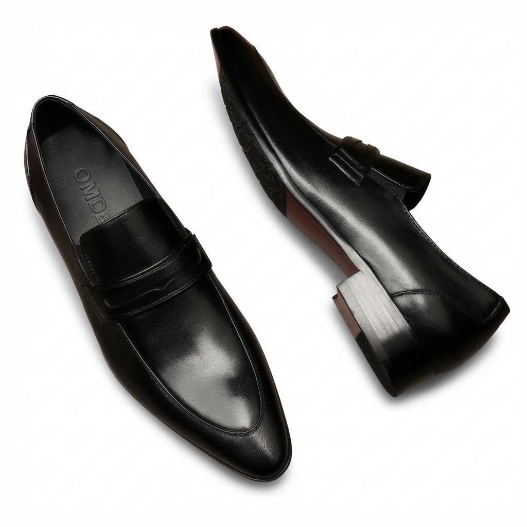 Men's Sleek Penny Loafers: Stylish Pointed Toe Wedding Dress Shoesyes