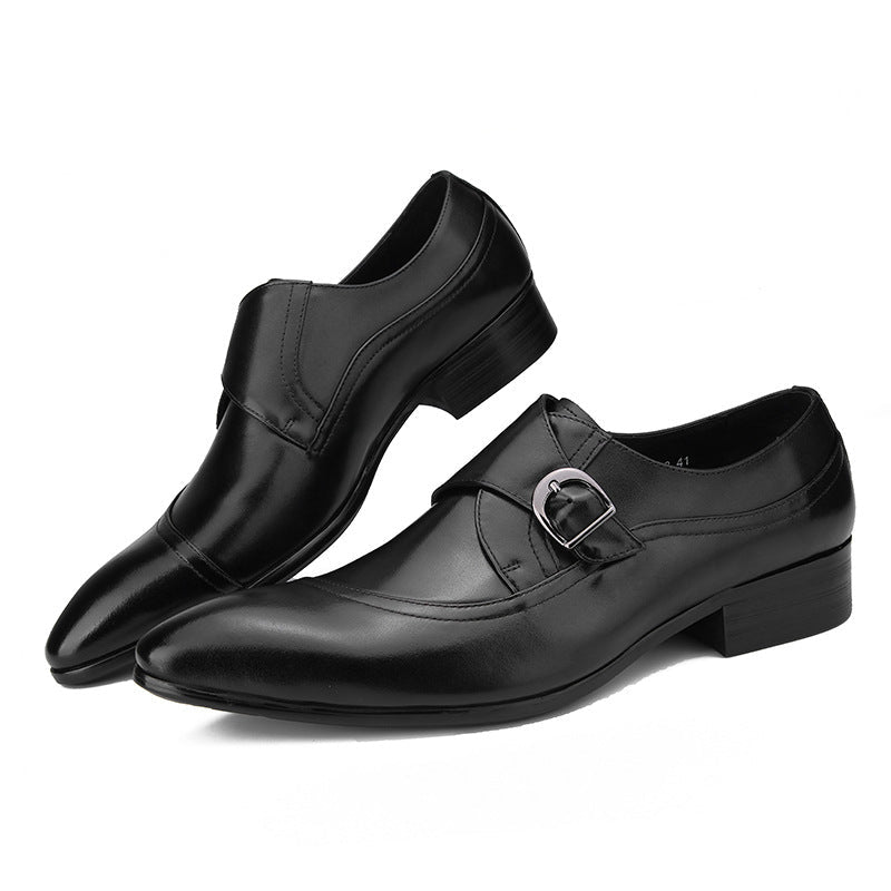 Men's Sleek Single Buckle Shoes: Posh Fashion Reception Dress Shoesyes