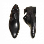 Men's Snakeskin Dress Shoes: Stylish Pointed Toe Wedding Monkstrapsyes