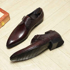 Men's Snakeskin Dress Shoes: Stylish Pointed Toe Wedding Monkstrapsyes