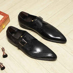 Men's Snakeskin Dress Shoes: Stylish Pointed Toe Wedding Monkstrapsyes
