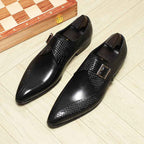Men's Snakeskin Dress Shoes: Stylish Pointed Toe Wedding Monkstrapsyes