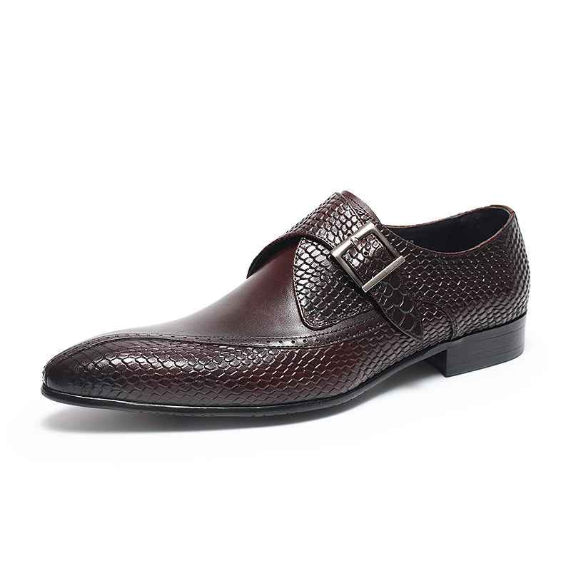 Men's Snakeskin Dress Shoes: Stylish Pointed Toe Wedding Monkstrapsyes