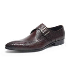 Men's Snakeskin Dress Shoes: Stylish Pointed Toe Wedding Monkstrapsyes