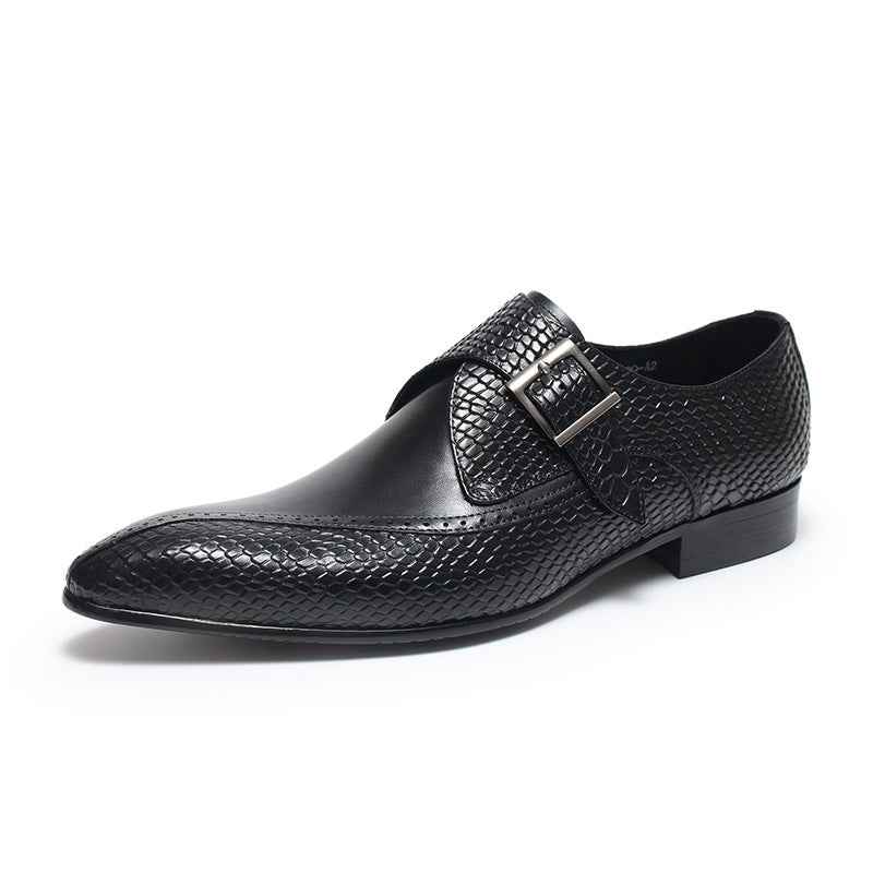 Men's Snakeskin Dress Shoes: Stylish Pointed Toe Wedding Monkstrapsyes
