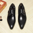 Men's Snakeskin Dress Shoes: Stylish Pointed Toe Wedding Monkstrapsyes
