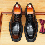 Men's Square Brogue Derby: Fashion Contrast Welt Formal Dress