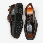 Men's Square Brogue Derby: Fashion Contrast Welt Formal Dress
